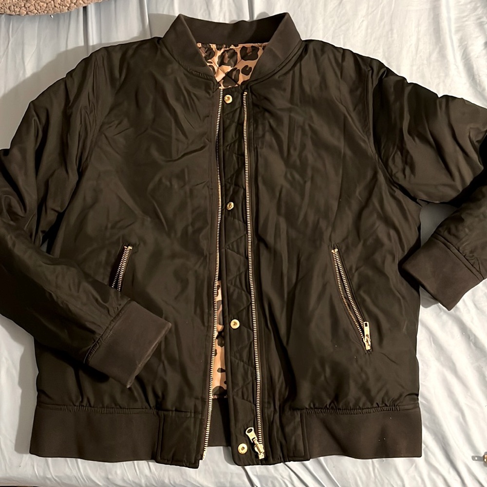 Black/Leopard Reversible Gap Jacket